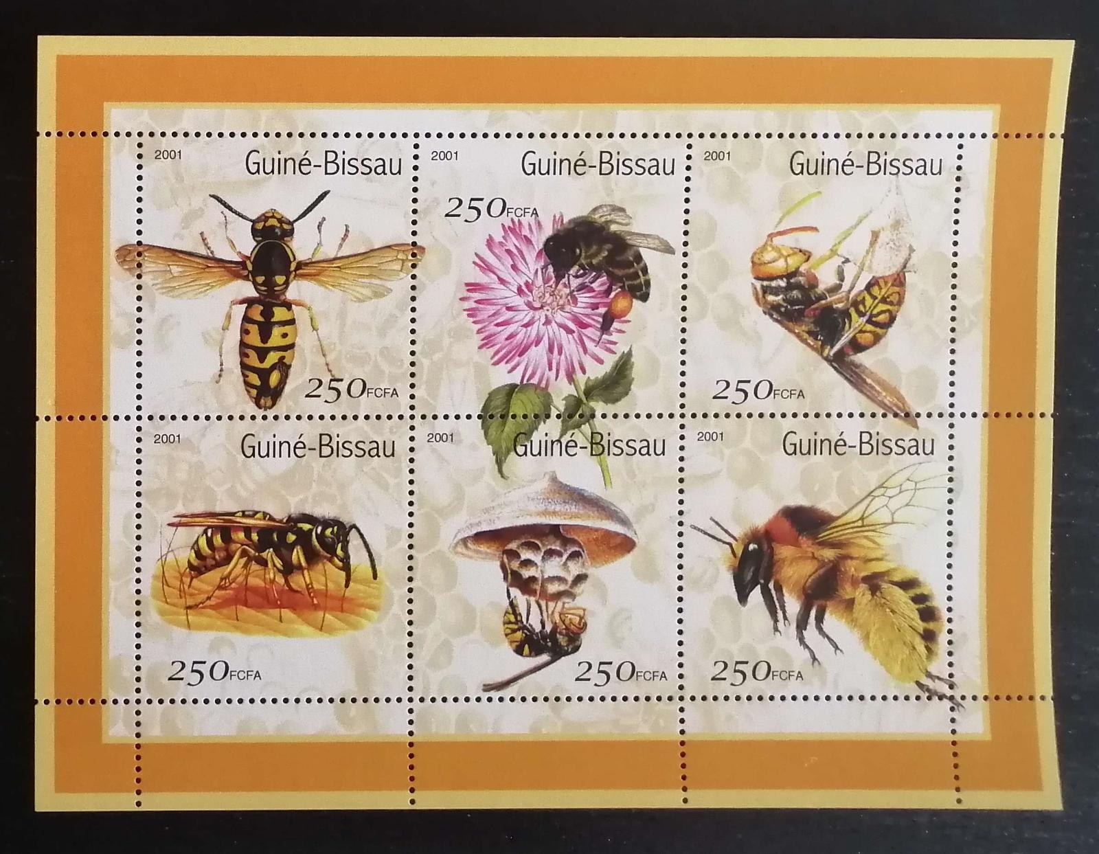 Guinea-Bissau 2001 Mi.1510-5 6,5€ - Africké včely a vosy, hmyz, fauna