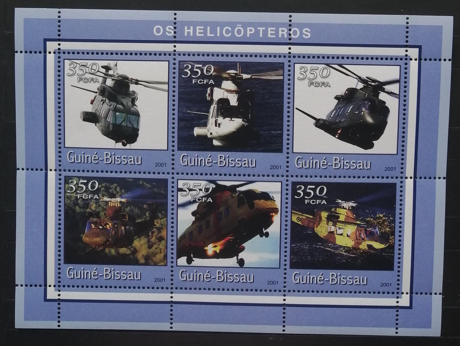 Guinea-Bissau 2001 Mi.1767-2 9€ Helikoptéry, letadla a doprava