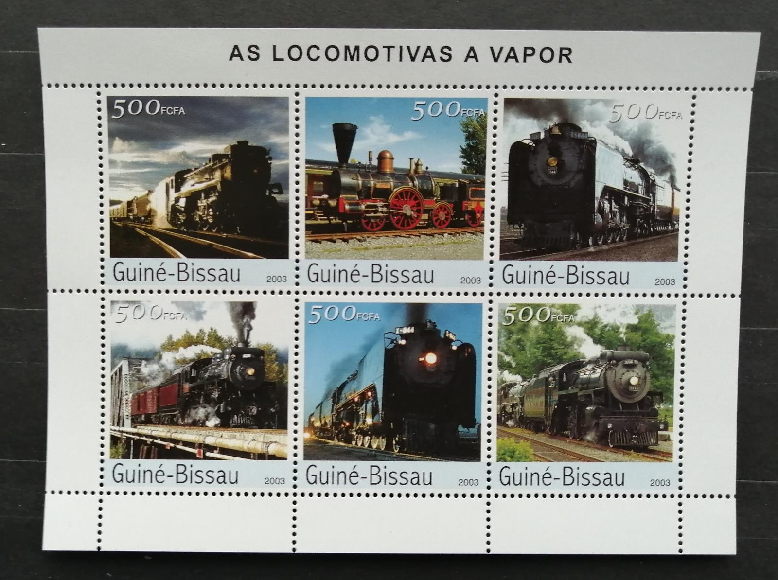 Guinea Bissau 2003 Mi.2650-5 13€ Parní lokomotivy, vlaky a doprava