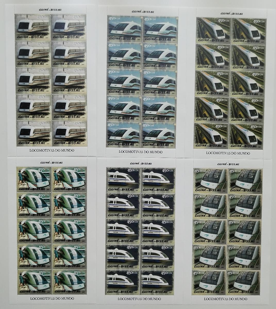 Guinea Bissau 2005 +100€ Kompl. archy známek: MODERNÍ VLAKY