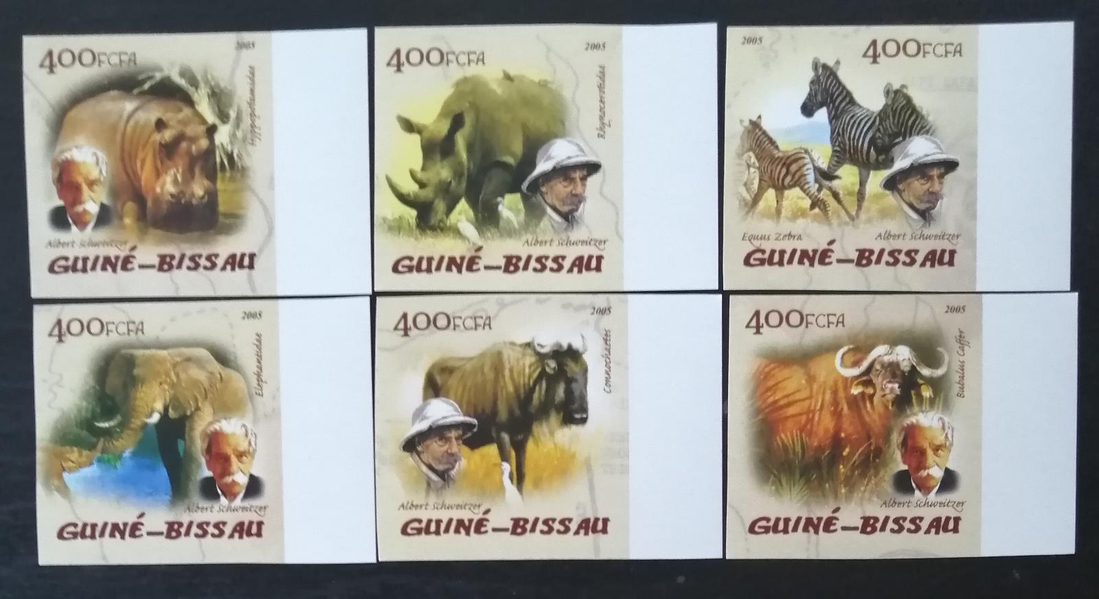 Guinea Bissau 2005 Mi.2824-9 10€ Africká fauna, zebry, nosorožci, IMP.