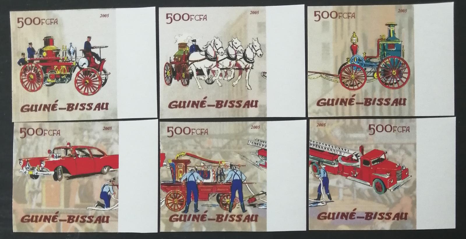 Guinea Bissau 2005 Mi.2909-4 12€ Hasiči, jejich auta a technika, IMP.