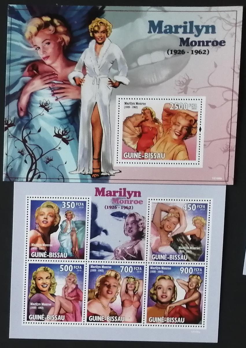 Guinea Bissau 2010 Mi.4551-5+Bl.740 21€ Marilyn Monroe a její život