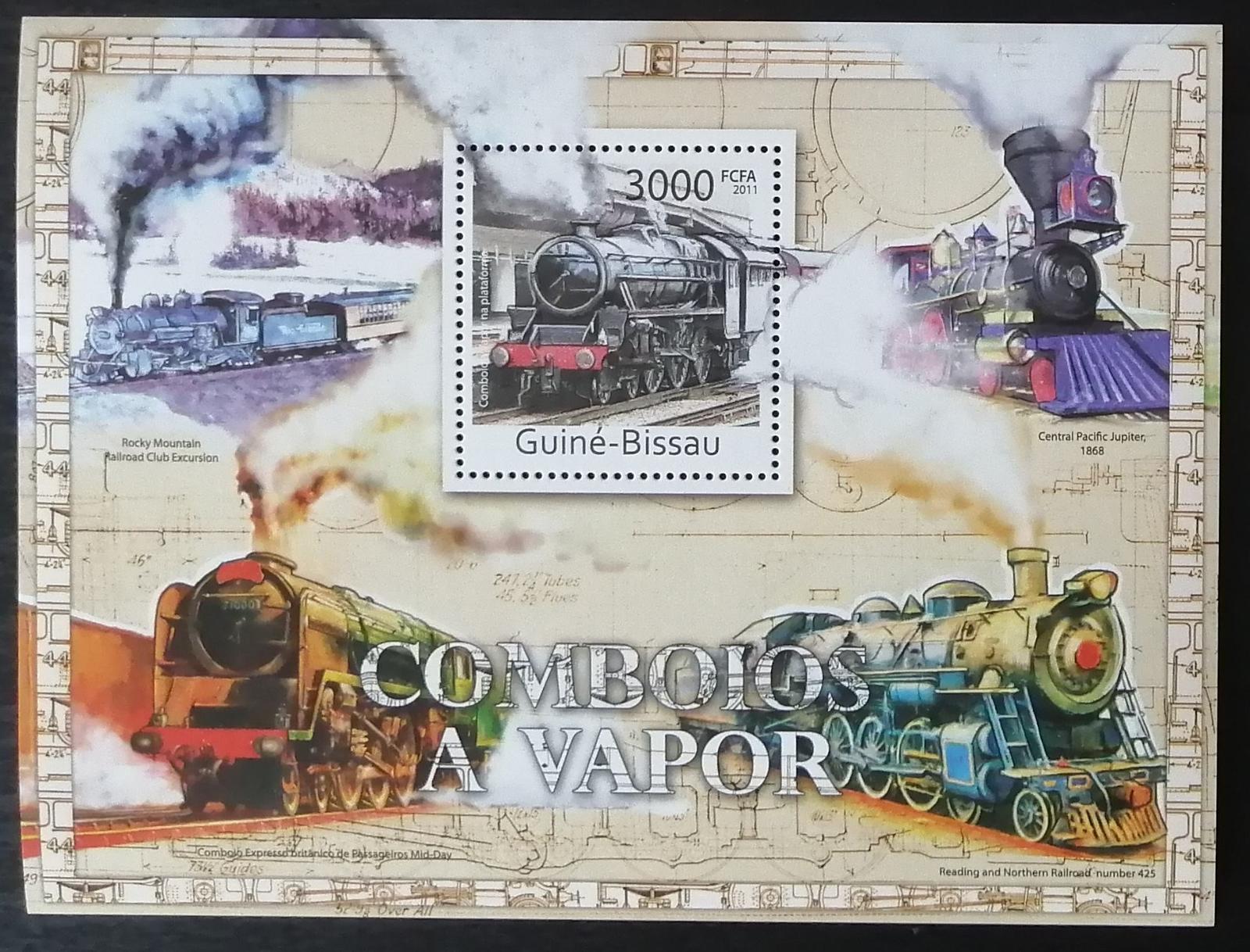 Guinea Bissau 2011 12€ Komplet - Parní vlaky a lokomotivy