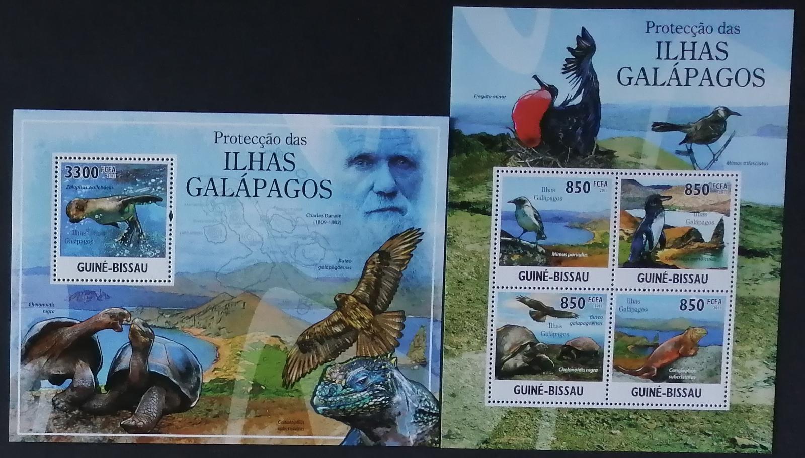 Guinea Bissau 2011 27€ Fauna Galpágů a Darwin, Tučňáci, Varani, Želvy