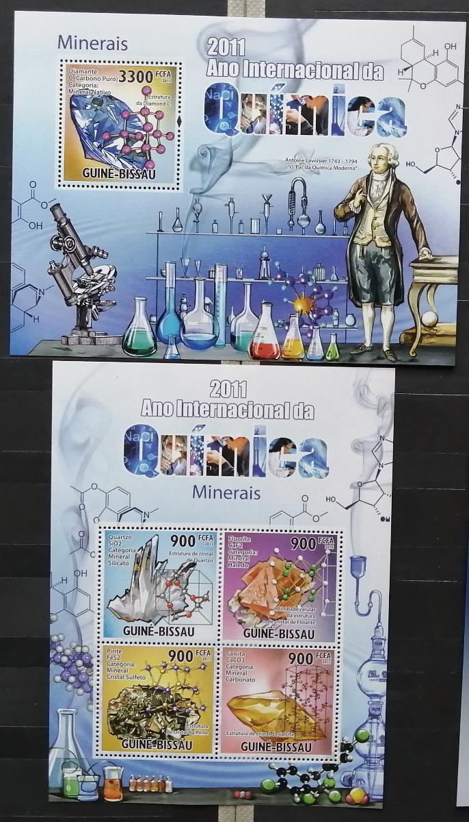 Guinea-Bissau 2011 Mi.5303-6+Bl.909 27€ - Chemie minerálů, věda