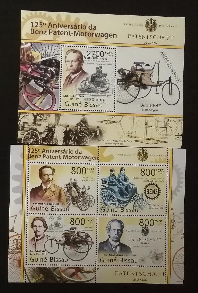 Guinea-Bissau 2011 Mi.5523-6+Bl.955 24€ 125 let auta Benz, veterány
