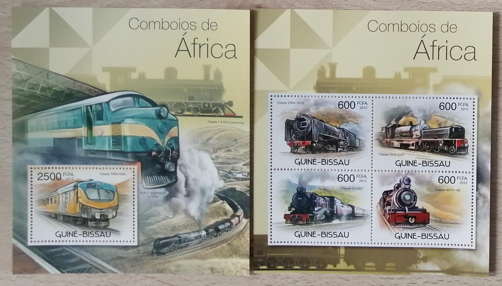 Guinea-Bissau 2012 Mi.5862-5+Bl.1035 20€ Africké lokomotivy, vlaky