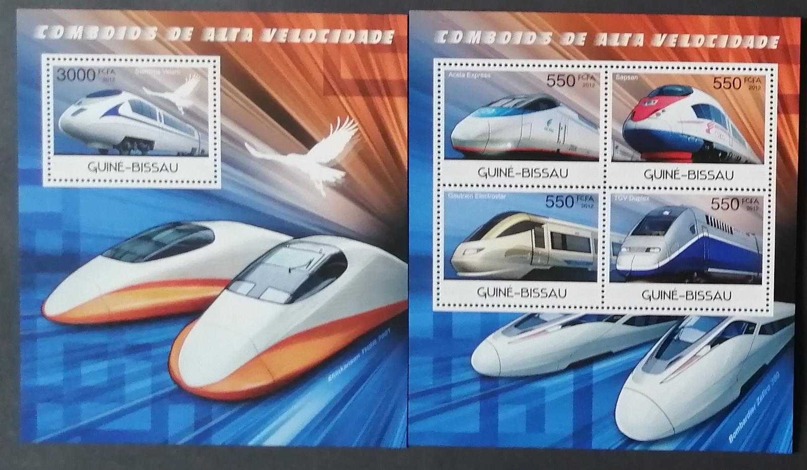 Guinea Bissau 2012 Mi.5957-0+Bl.1054 21€ Moderní vlaky, Acela, Sapsan