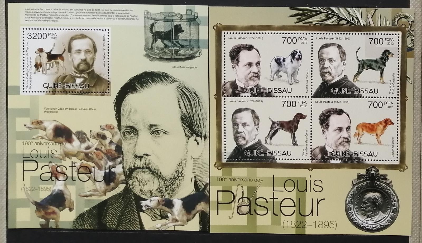 Guinea-Bissau 2012 Mi.6007-0+Bl.1064 24€ - 190 let Pasteura, psi, věd