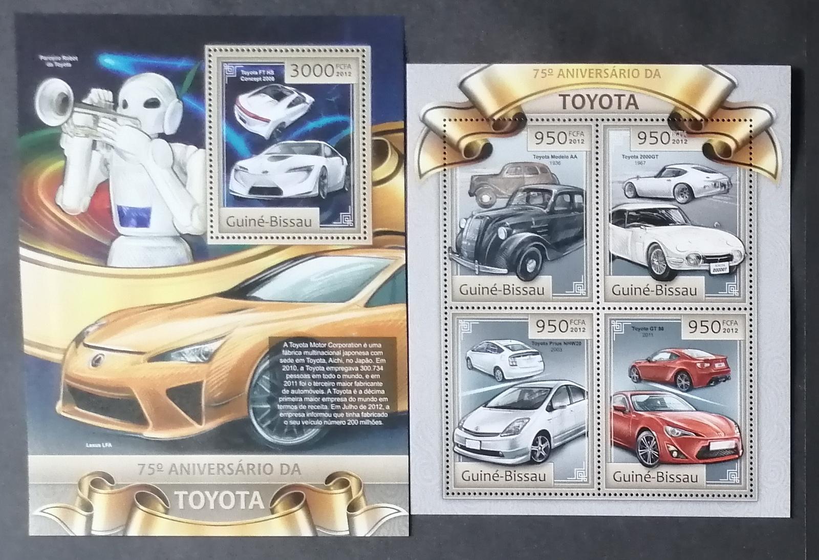 Guinea-Bissau 2012 Mi.6417-0+Bl.1125 27€ 75 let Toyota, auta značky