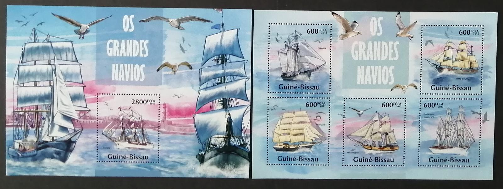 Guinea-Bissau 2013 Mi.6718-2+Bl.1179 23€ Historické lodě a plachetnice