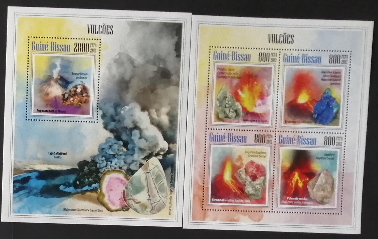 Guinea-Bissau 2013 Mi.6882-5+Bl.12095 24€ Minerály a vulkány, sopky