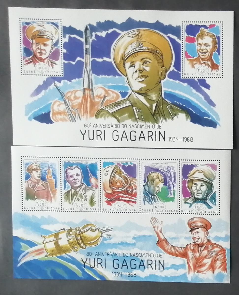 Guinea-Bissau 2014 Mi.7053-7+Bl.1237 22€ 80 let Jurije Gagarina vesmír
