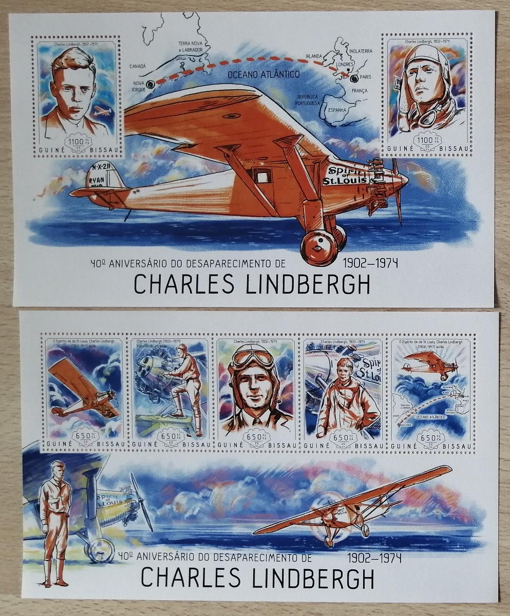 Guinea-Bissau 2014 Mi.7060-4+Bl.1238 22€ 40 smrti Lindbergha, letadla