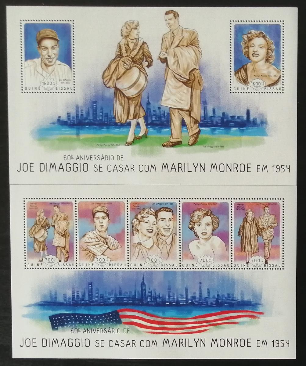Guinea Bissau 2014 Mi.7109-3+Bl.1245 26€ Joe DiMaggio a Marilyn Monroe