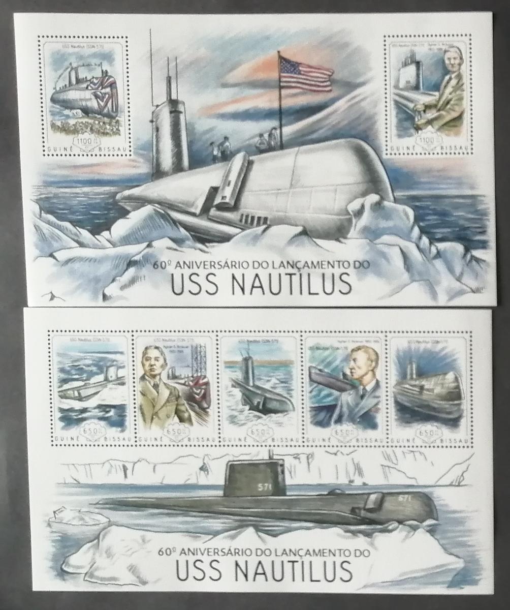 Guinea-Bissau 2014 Mi.7130-4+Bl.1248 25€ 60 let ponorky Nautilus, lodě
