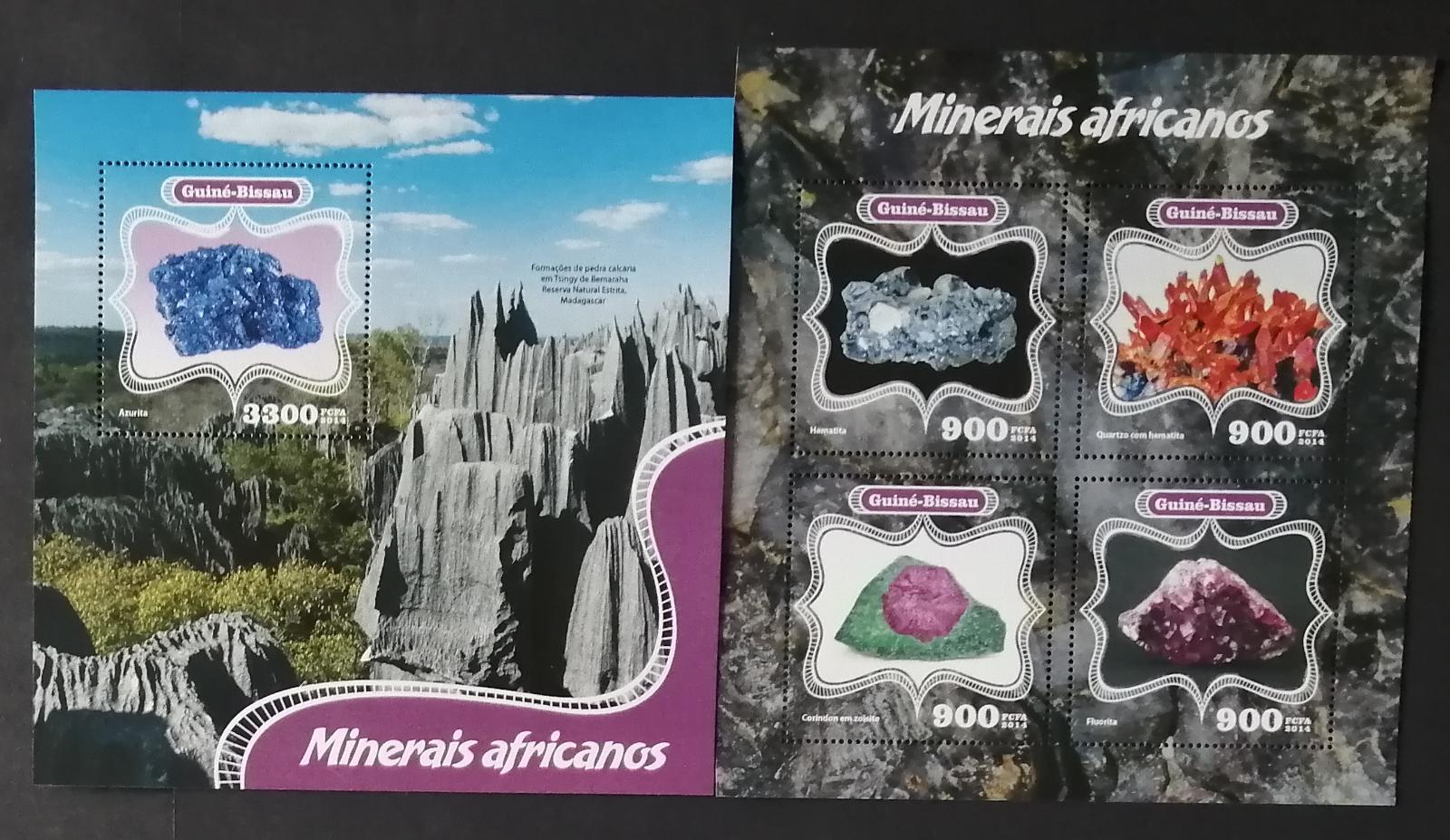 Guinea Bissau 2014 Mi.7271-4+Bl.1273 27€ Minerály, Hematit, Azurit