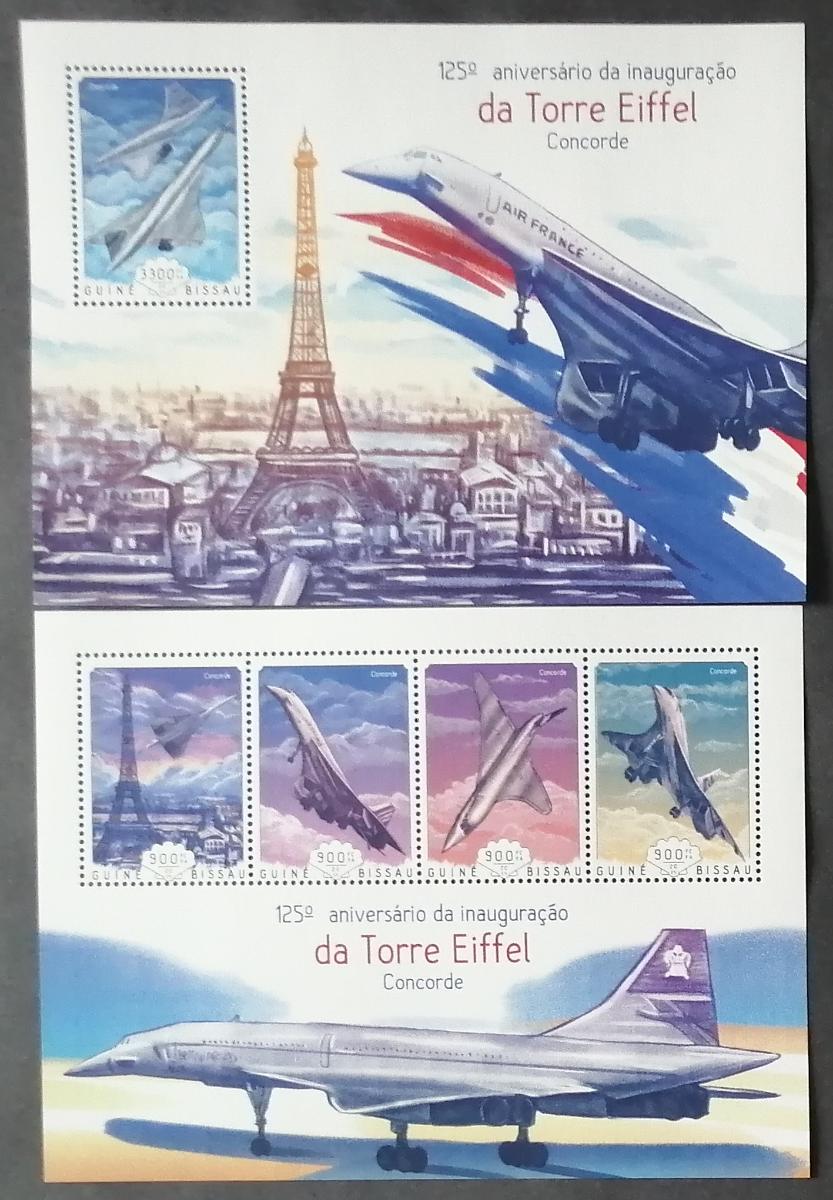 Guinea Bissau 2014 Mi.7321-4+Bl.1283 25€ 125 let Eiffelovky, Concorde