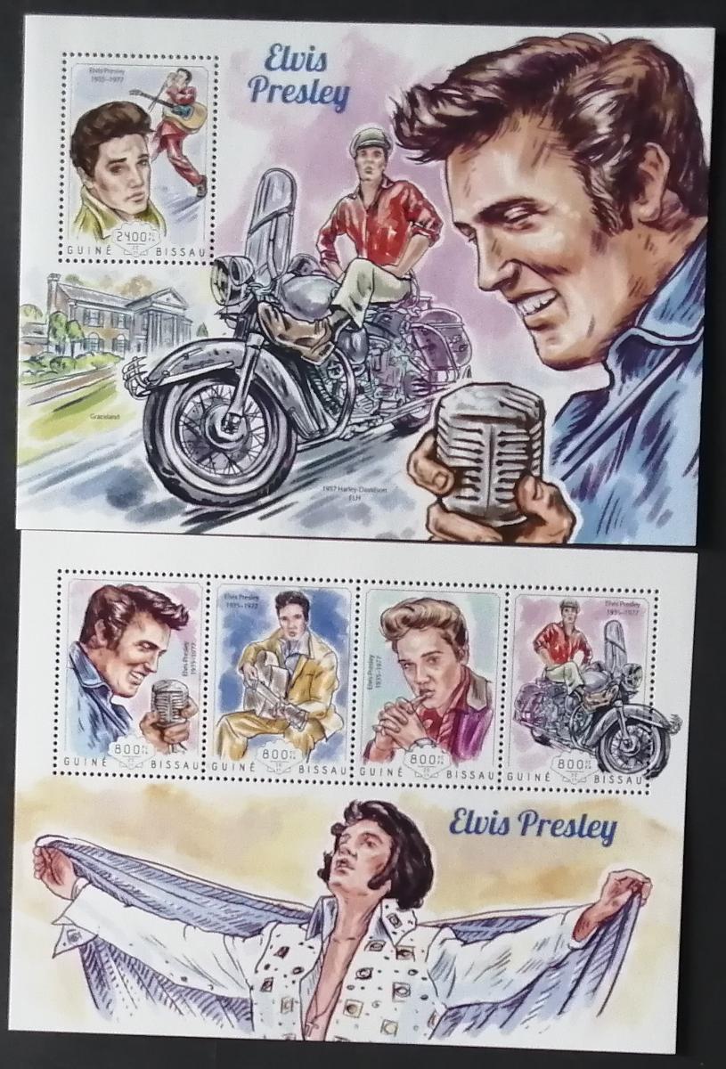 Guinea Bissau 2014 Mi.7405-8+Bl.1296 22€ Elvis Presley a jeho život