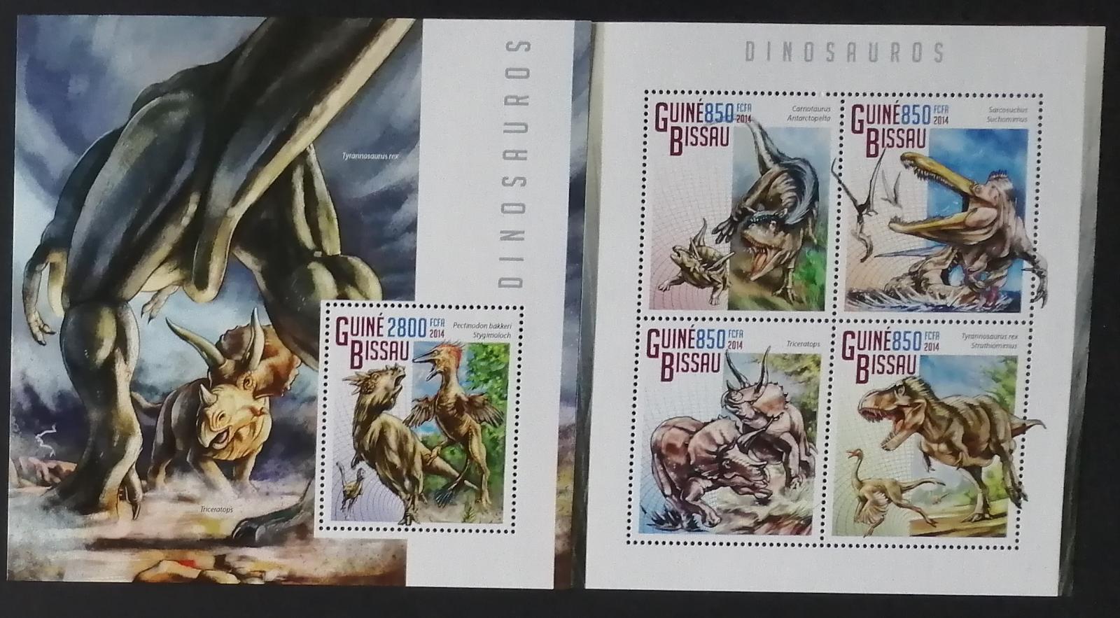Guinea Bissau 2014 Mi.7523-6+Bl.1310 25€ Dinosauři a pravěká fauna