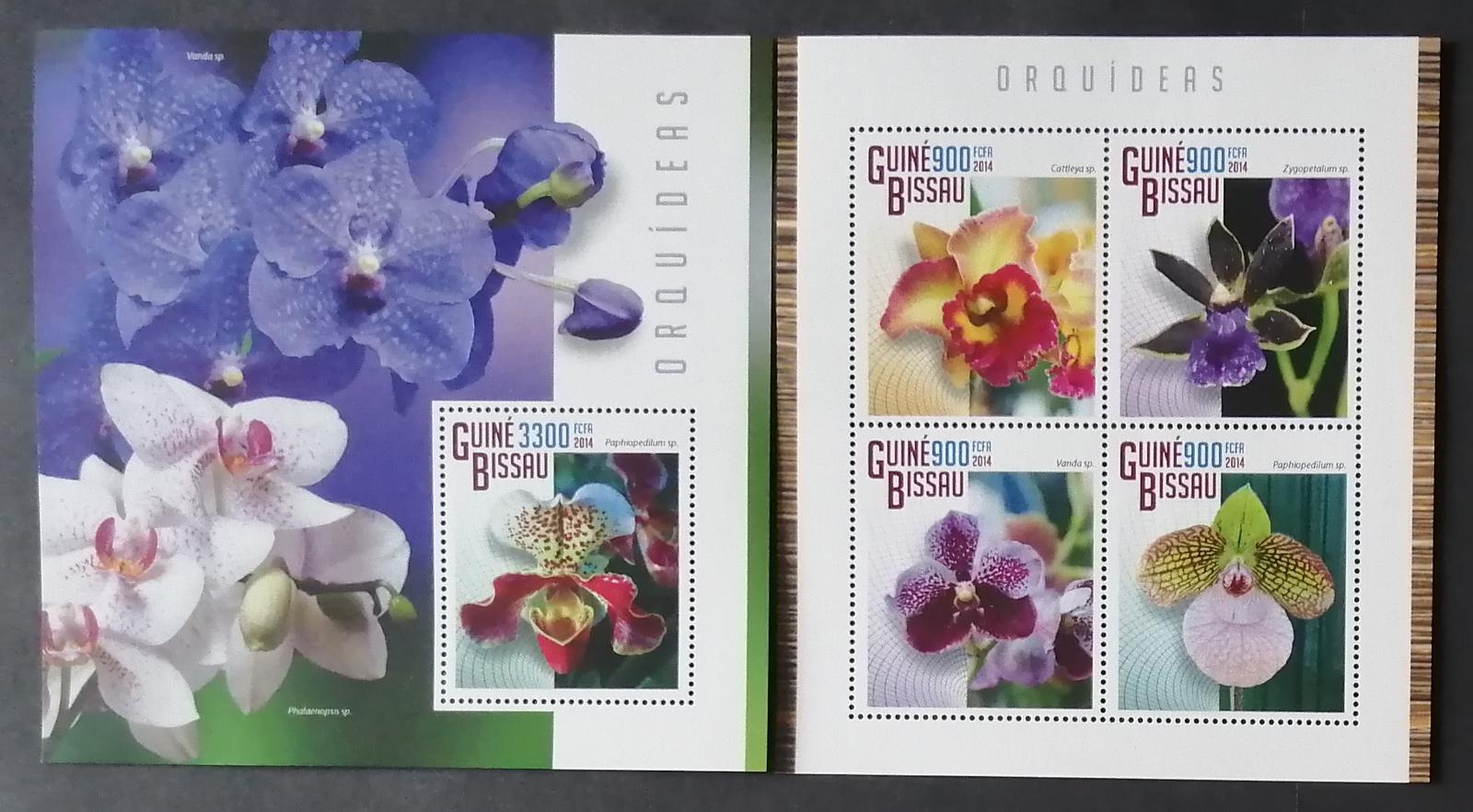 Guinea Bissau 2014 Mi.7547-0+Bl.1314 27€ Orchideje a květiny Afriky