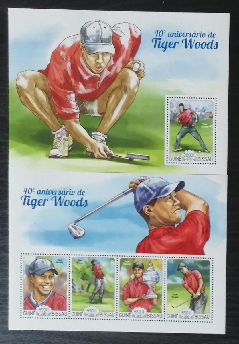 Guinea Bissau 2015 Mi.7750-3+Bl.1349 25€ 40 let Tigera Woodse, golf
