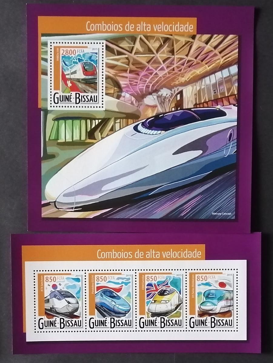 Guinea-Bissau 2015 Mi.7871-4+Bl.1370 25€ Evropské moderní vlaky