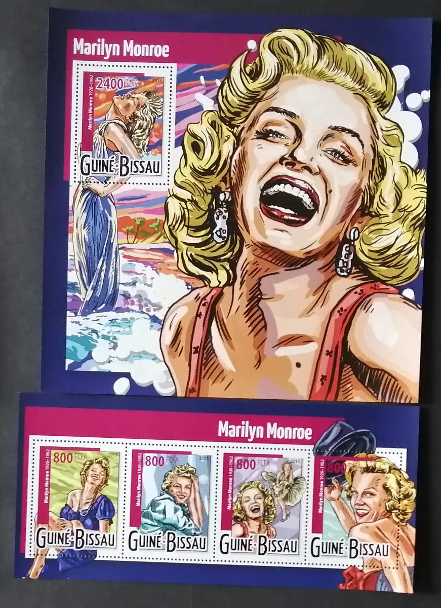 Guinea Bissau 2015 Mi.7991-4+Bl.1390 22€ Marilyn Monroe a její život