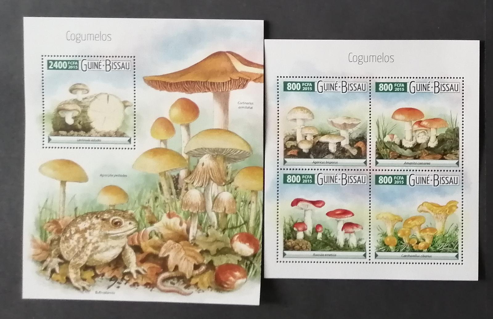 Guinea-Bissau 2015 Mi.8030-3+Bl.1397 21€ Houby, Pečárka, Muchomůrka