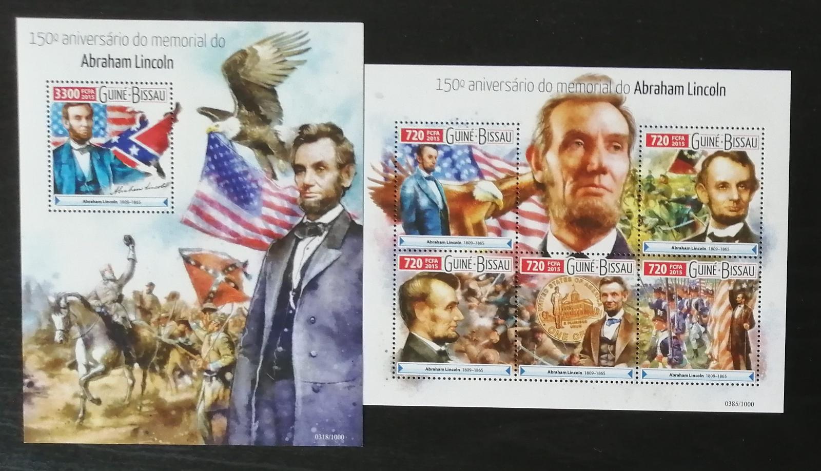 Guinea Bissau 2015 Mi.8187-1+Bl.1421 26€ 150 let Abrahama Lincolna