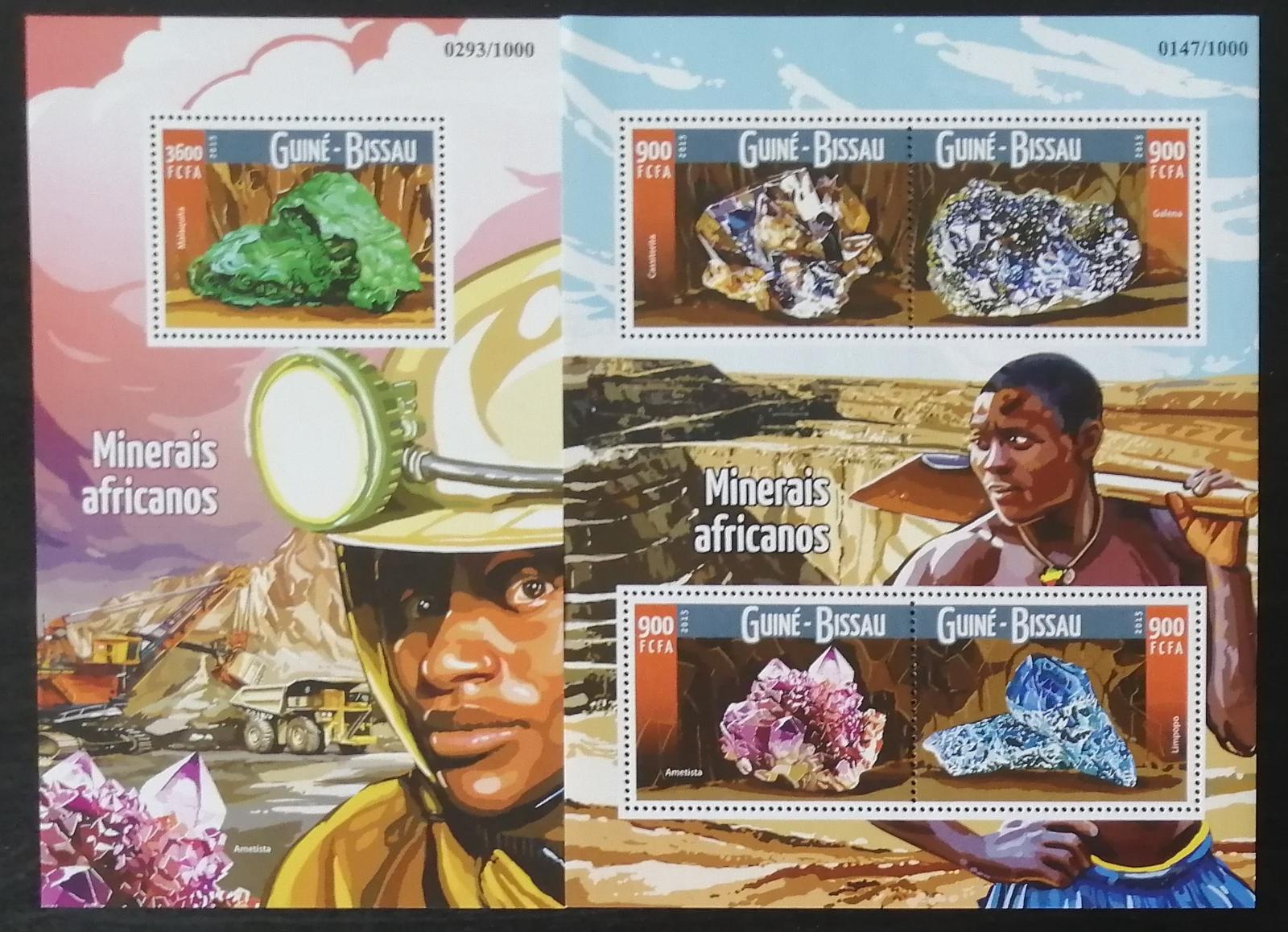 Guinea Bissau 2015 Mi.8217-0+Bl.1426 27€ Minerály a těžba v Africe