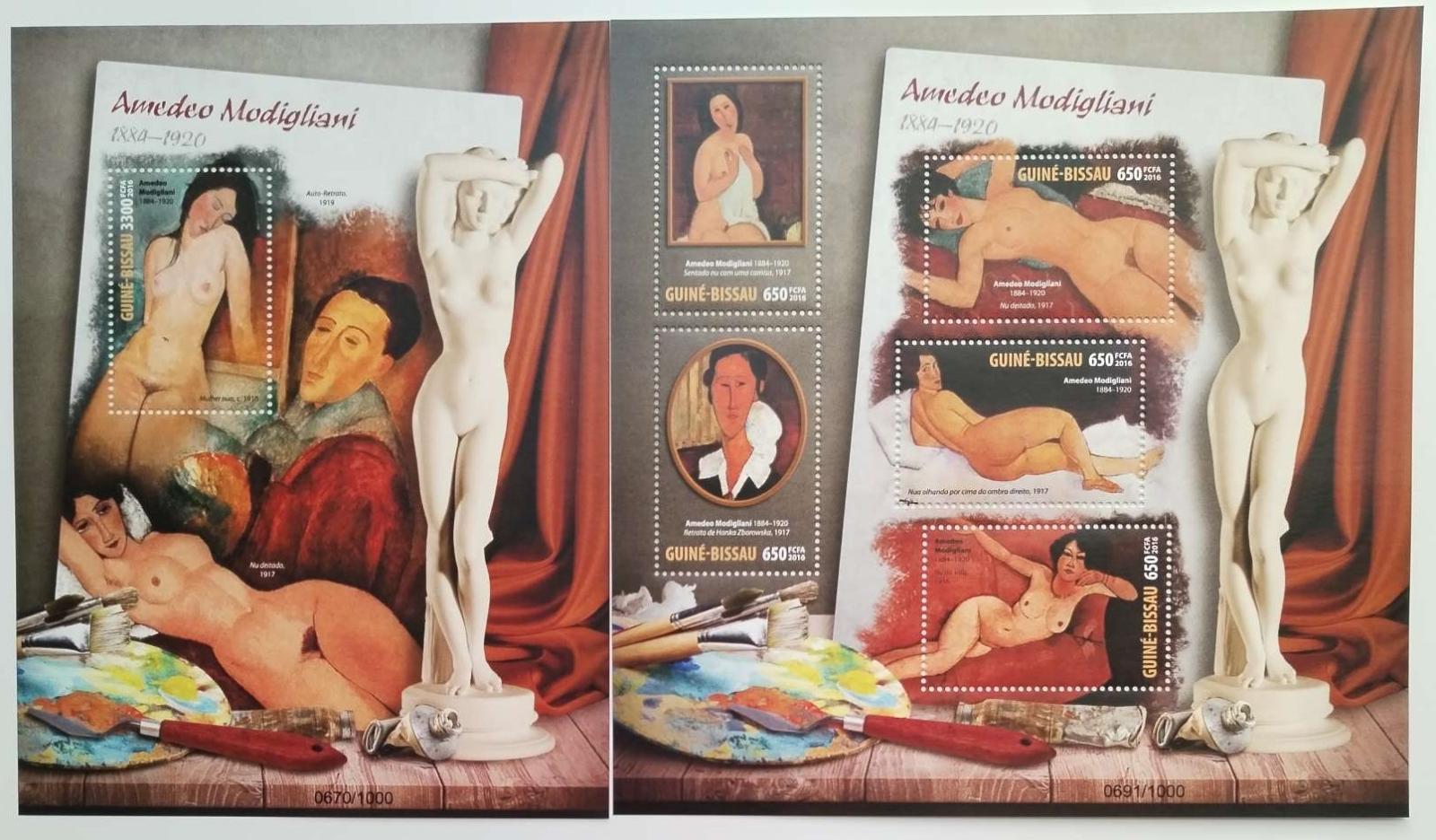 Guinea-Bissau 2016 25€ Amadeo Modigliani a jeho umění, Akty a nahota
