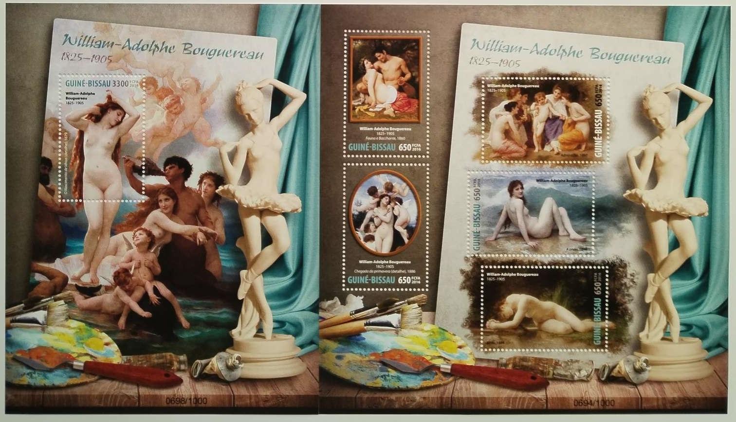 Guinea-Bissau 2016 25€ William Bouguereau a jeho umění, Akty a nahota