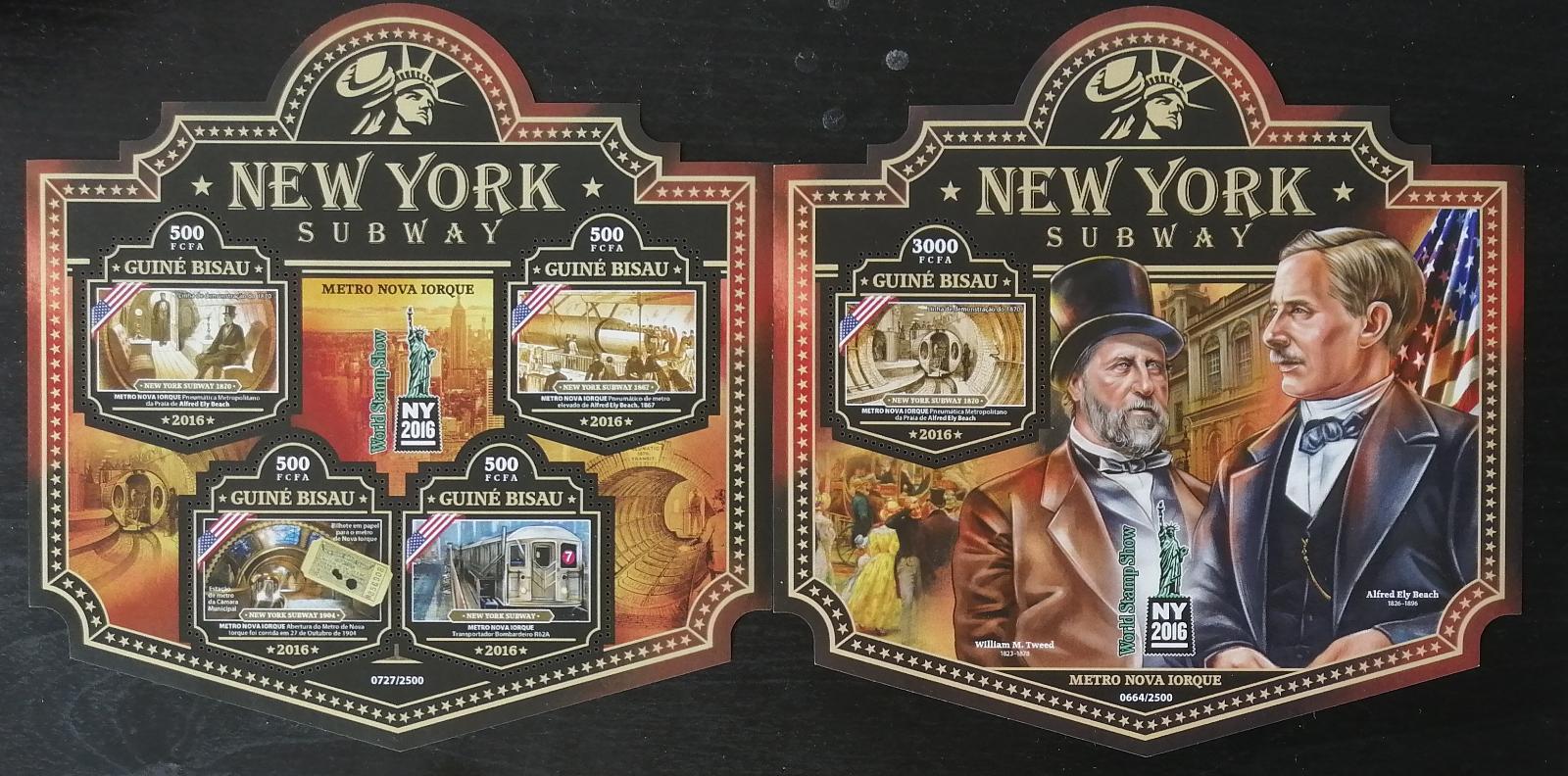 Guinea Bissau 2016 Mi.8629-2+Bl.1495 18,5€ Výročí Newyorského metra
