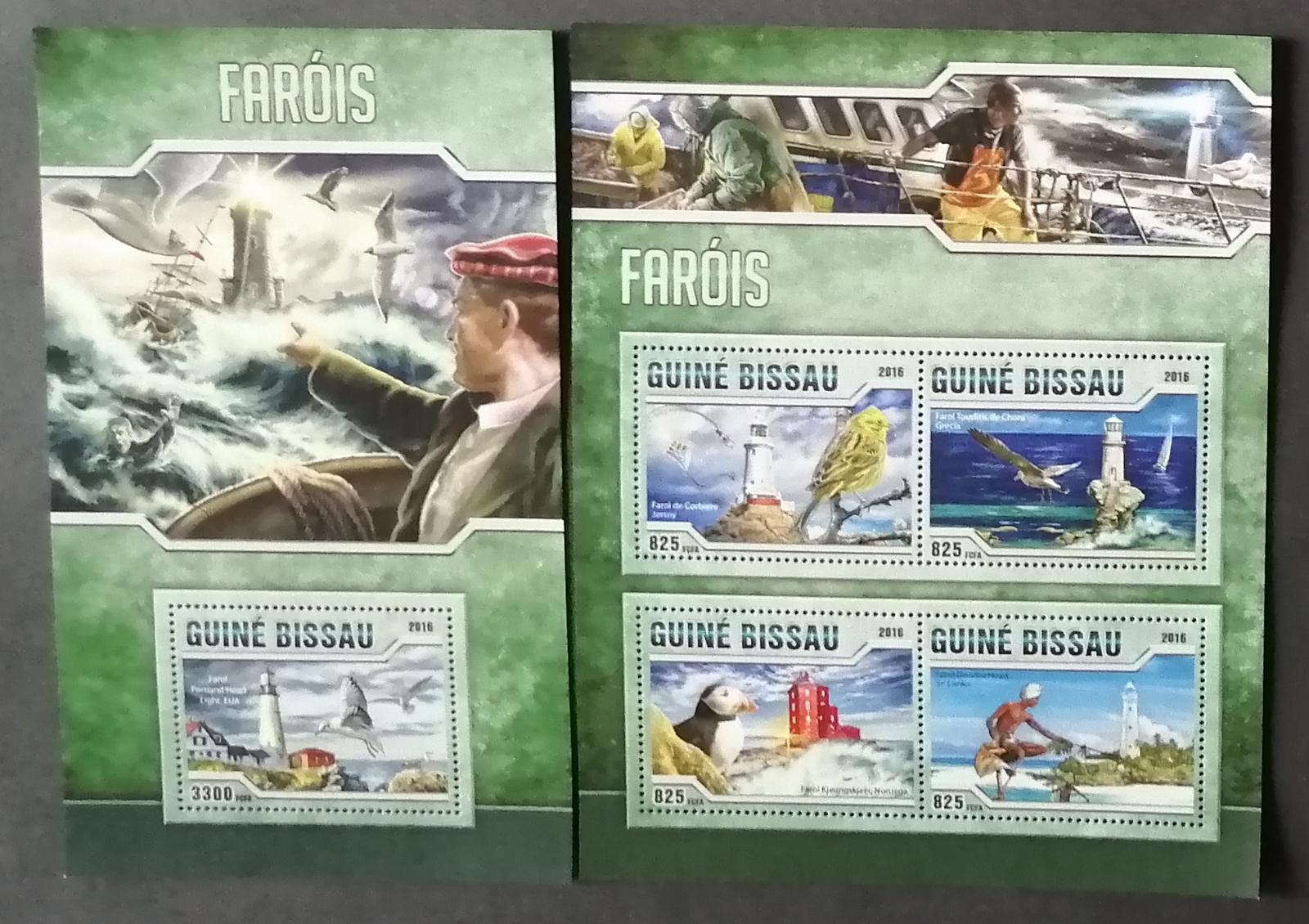 Guinea Bissau 2016 Mi.8733-6+Bl.1511 25€ Majáky a stavby pobřeží