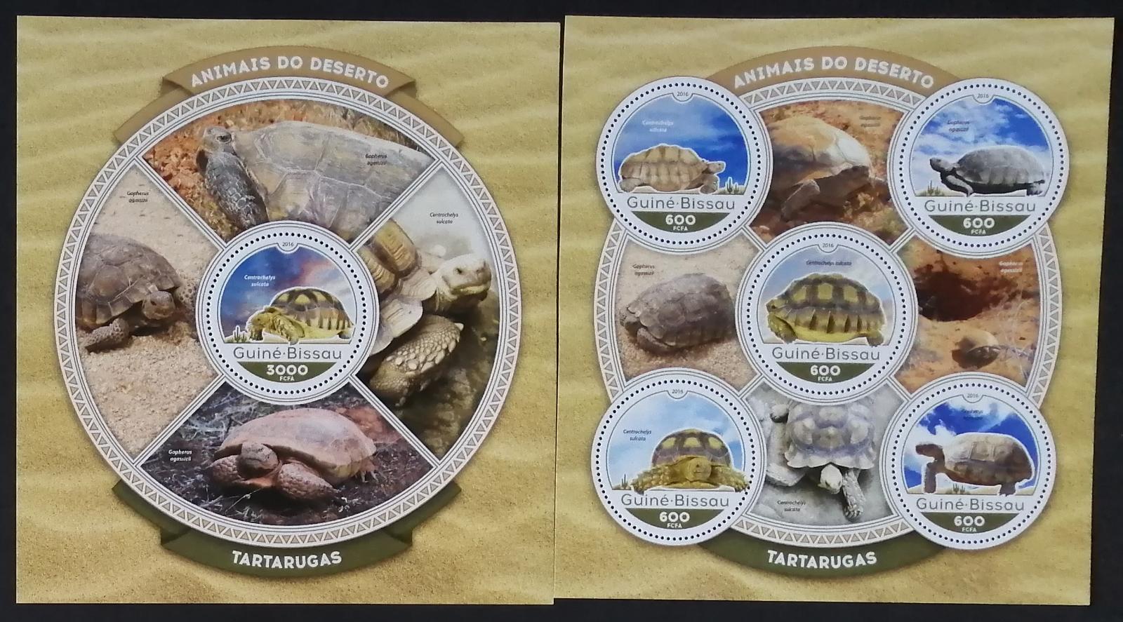 Guinea Bissau 2016 Mi.8793-7+Bl.1521 22€ Suchozemské želvy a plazi