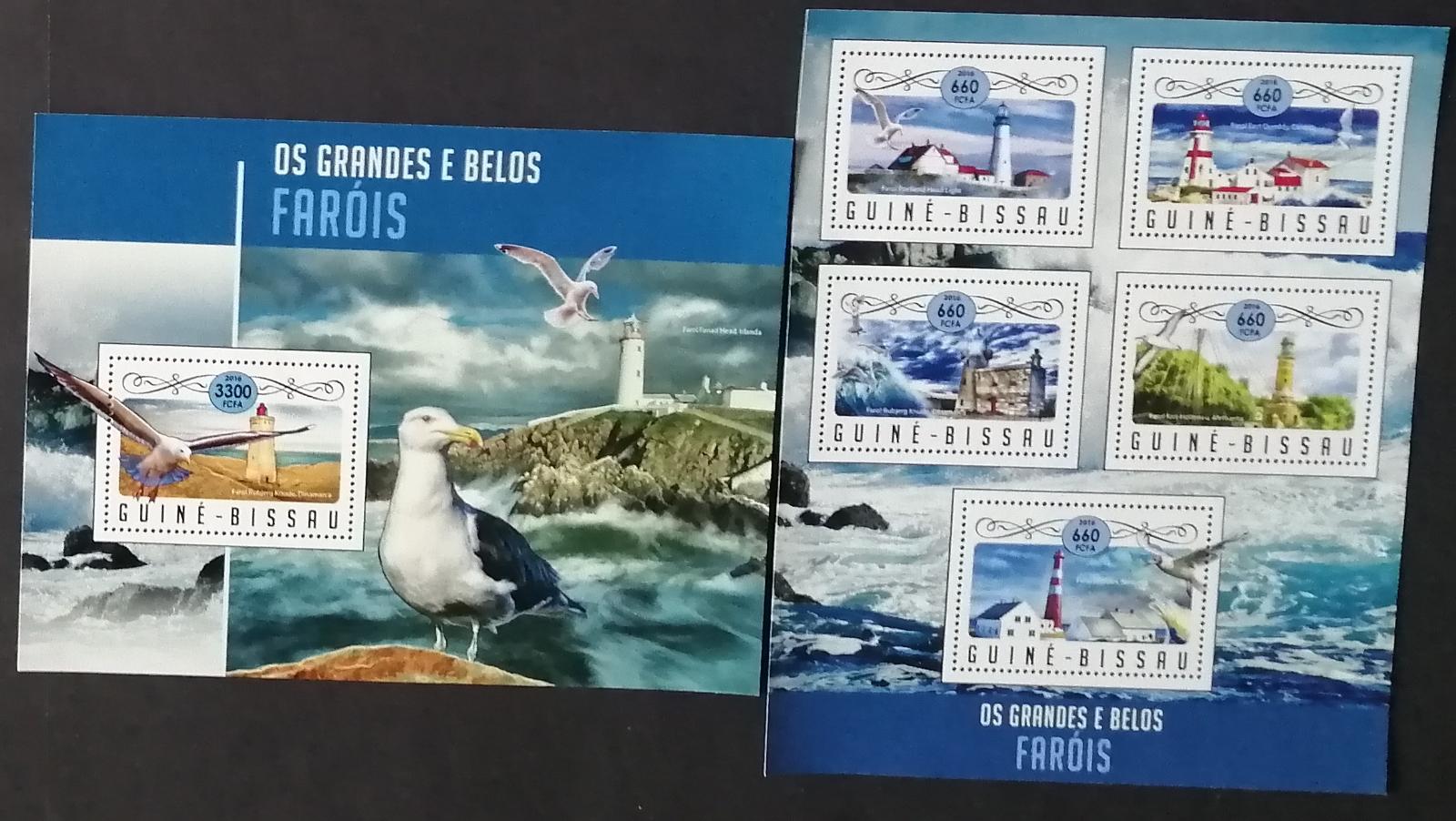 Guinea Bissau 2016 Mi.8973-7+Bl.1551 25€ Majáky a pobřežní stavby