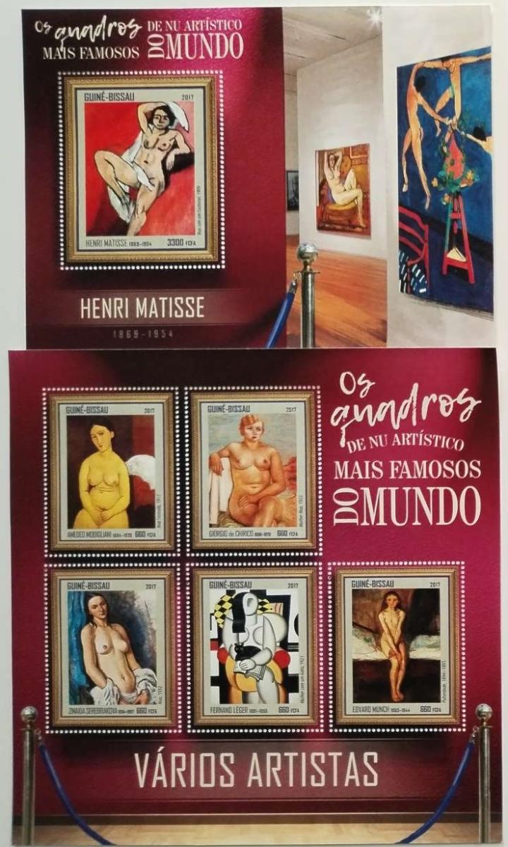Guinea-Bissau 2017 25€ Nejslavnější akty v umění, Munch, Léger