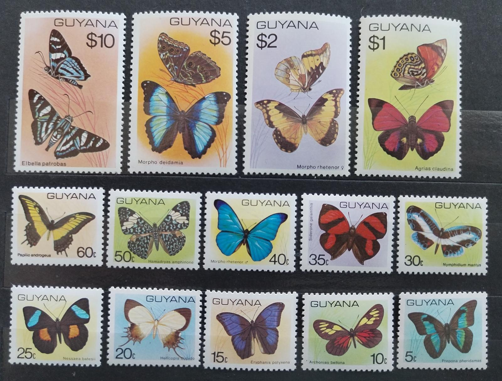 Guyana 1978-1 Definitiva s dotisky - Motýli a hmyz Ameriky