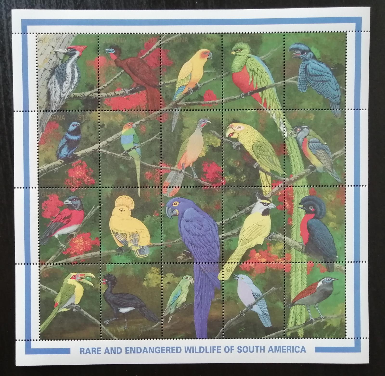 Guyana 1990 Mi.3447-6 22€ Tropická fauna, ptáci a papoušci