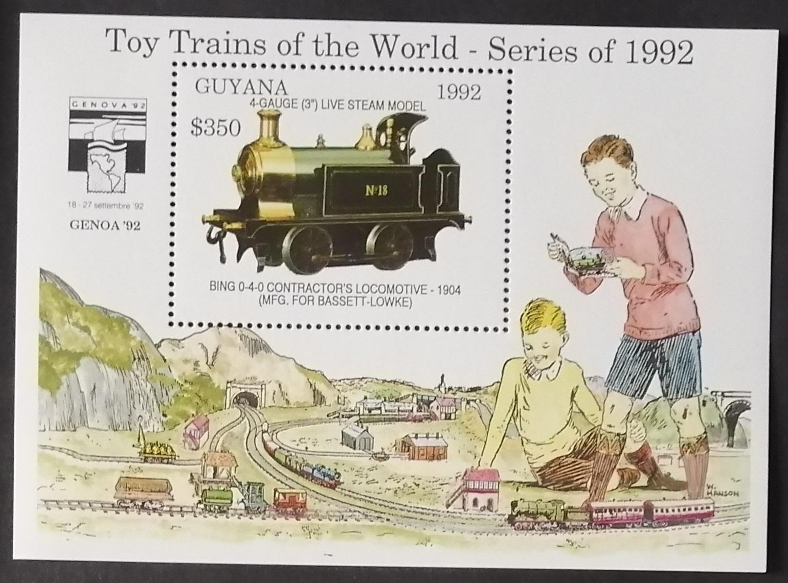 Guyana 1992 Bl.210 9,5€ Vlaky a lokomotivy světa, modely vláčků