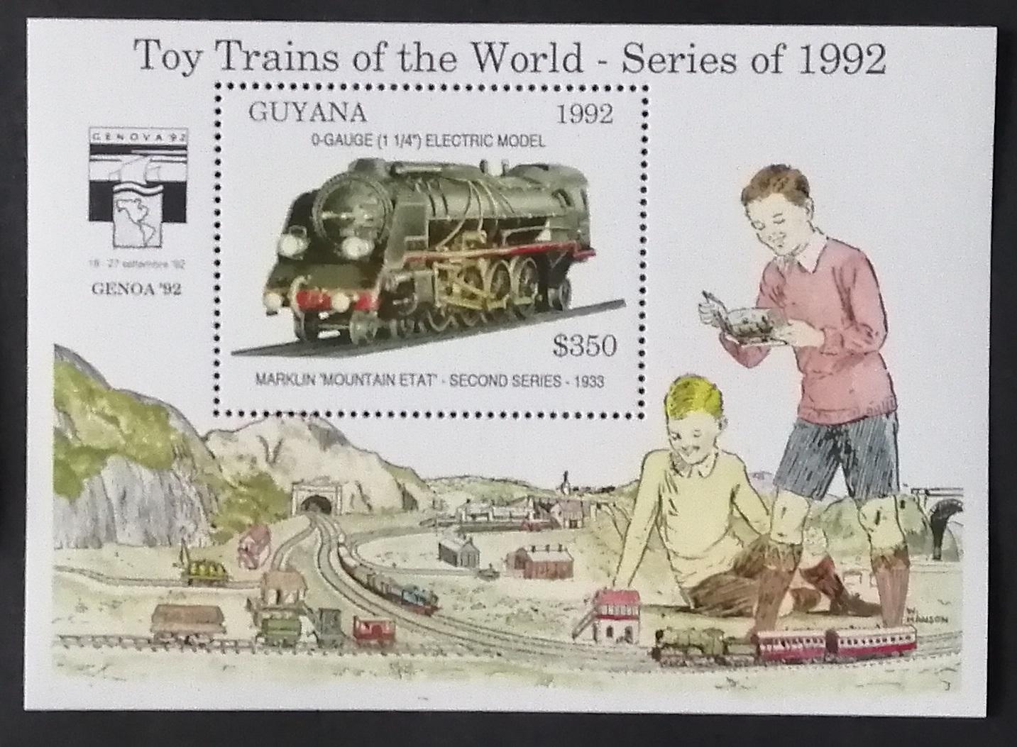 Guyana 1992 Bl.214 9,5€ Vlaky a lokomotivy světa, modely vláčků