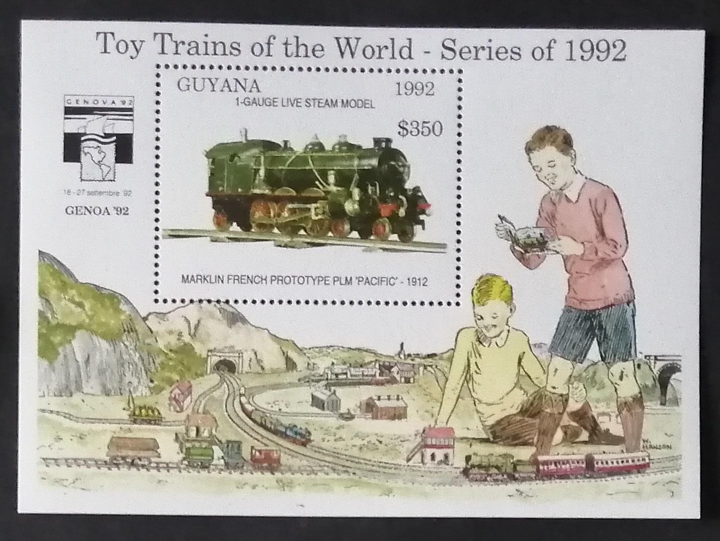 Guyana 1992 Bl.217 9,5€ Vlaky a lokomotivy světa, modely vláčků