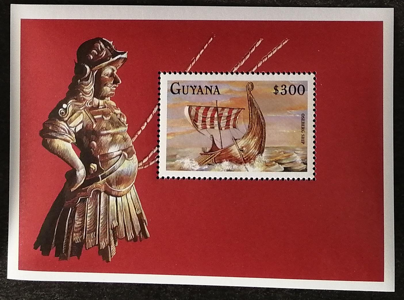 Guyana 1998 Bl.564 5,5€ Lodě a doprava historie, Vikingové
