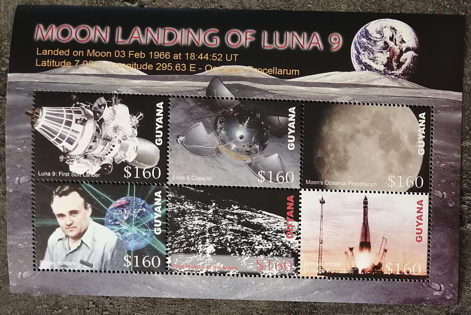 Guyana 2006 12€ Měsíční sondy Luna 9, vesmír a průzkum