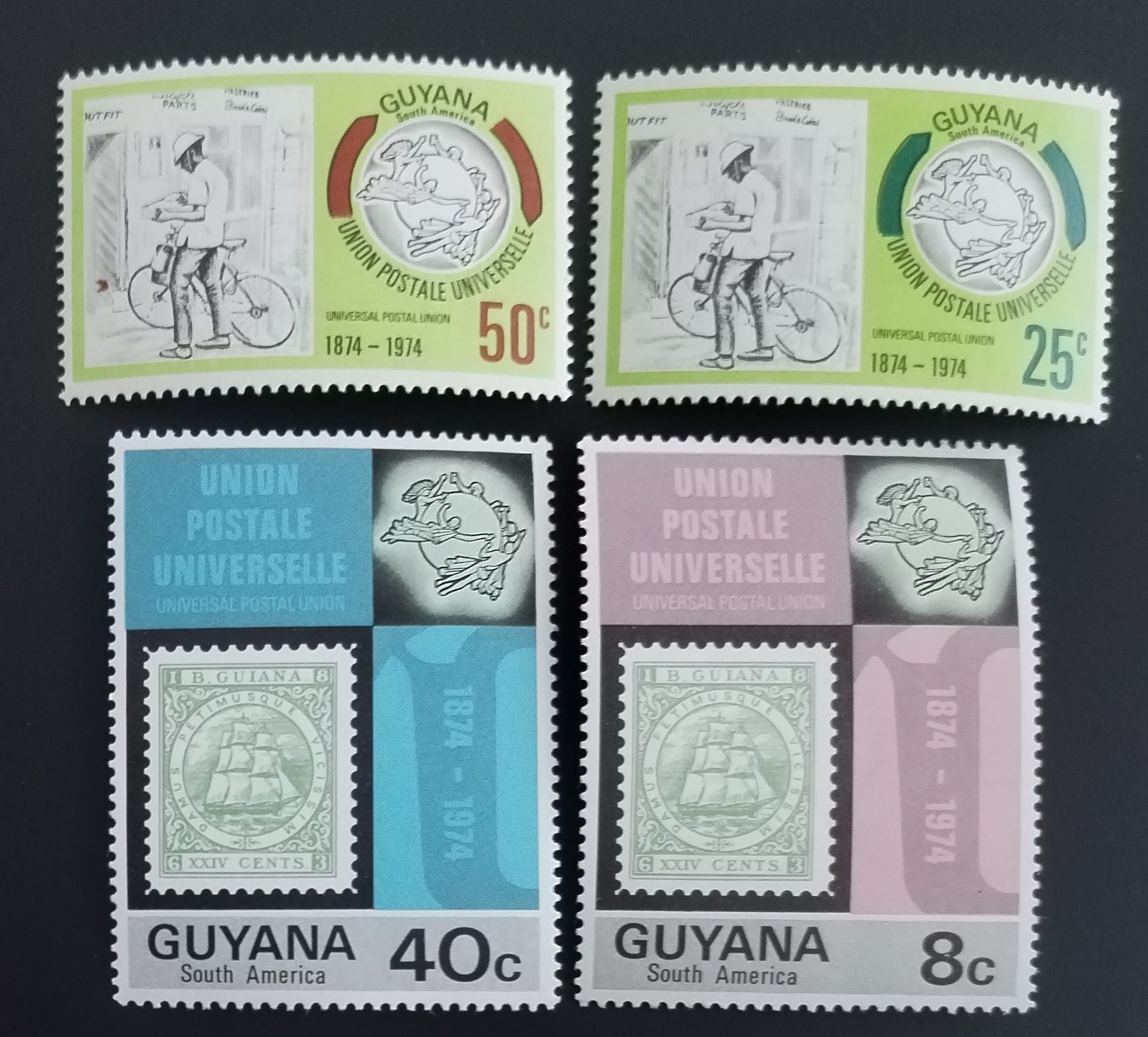 Guyana 1974 Výročí Světové poštovní unie, UPU a známky