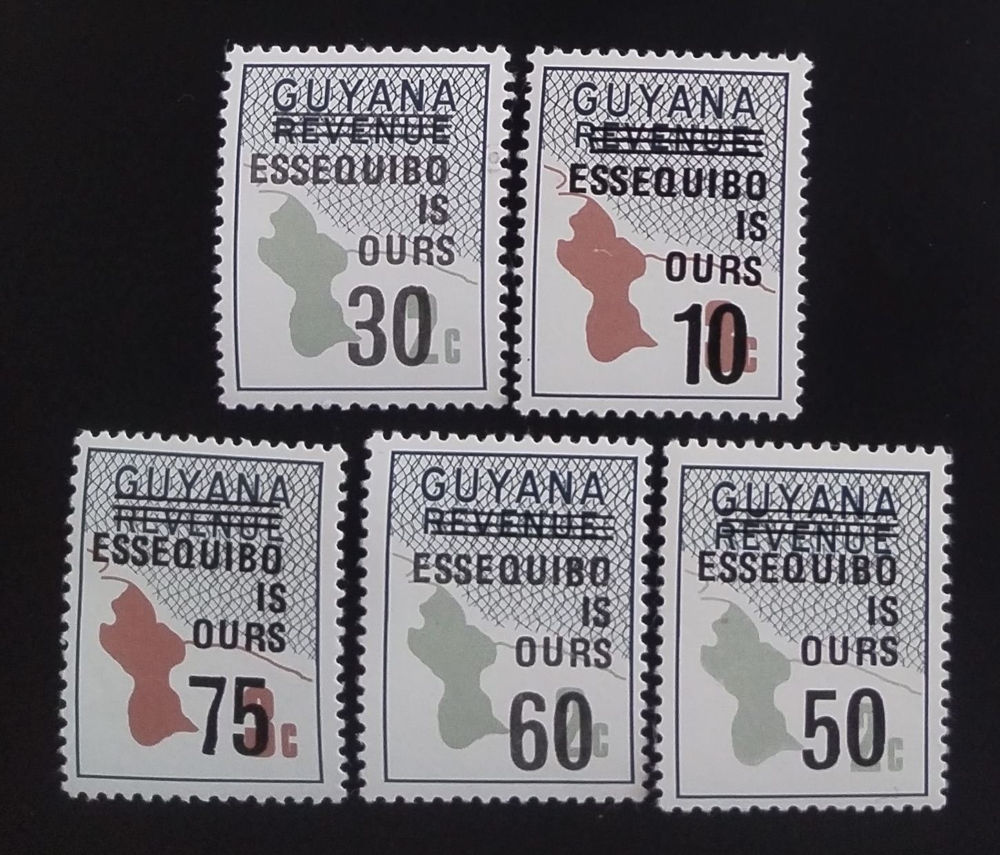 Guyana 1981 Přetisky "ESEQUIBO je naše"