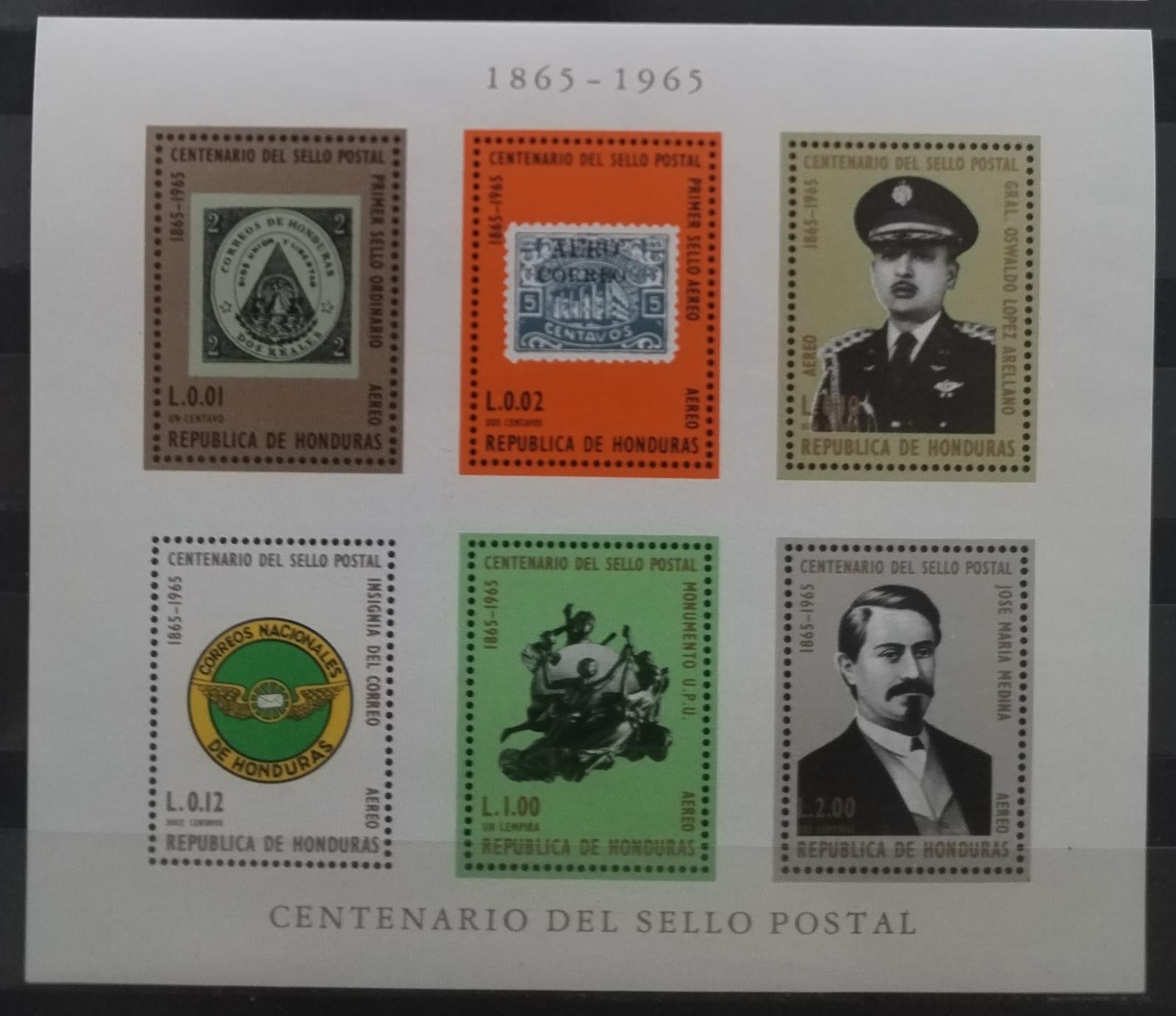 Honduras 1965 Století národní známky a výstava známek IMPERF