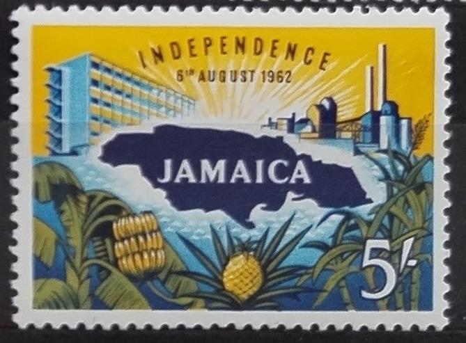 Jamajka 1962 15£ Nezávislost, 5s hodnota, mapy a flora